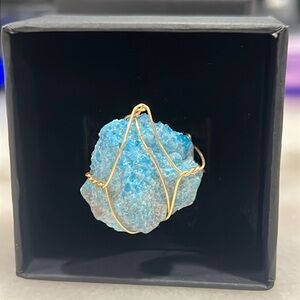 BLUE APATITE Hand Wrapped Gemstone Ring